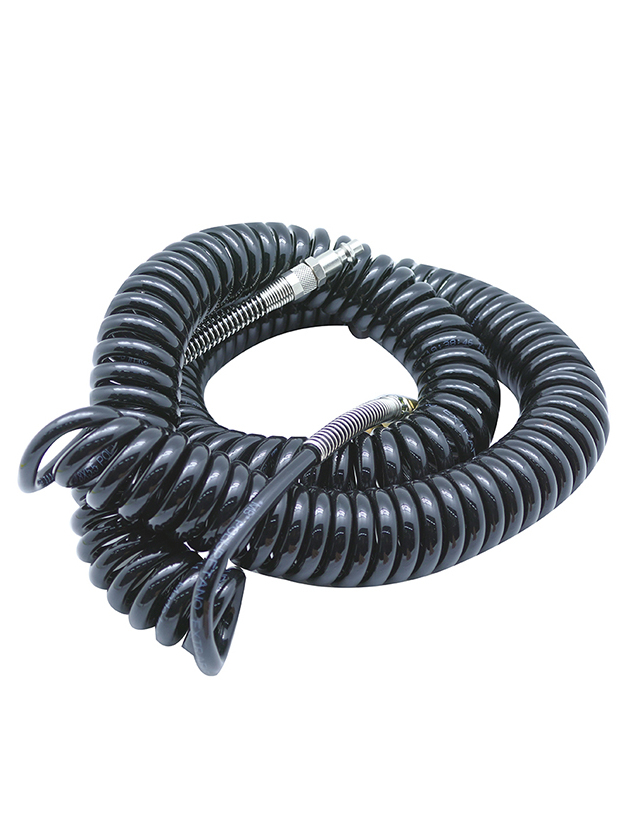 Tuyau gonfleur spiralé complet | noir | 10 m | diam. 5,5 mm Tuyau gonfleur spiralé complet | noir | 10 m | diam. 5,5 mm